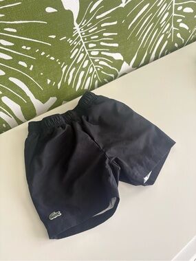 Lacoste Black Shorts with Green Crocodile Logo